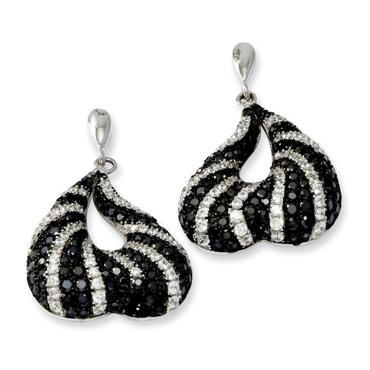 CZ Brilliant Embers Dangle Post Earrings Sterling Silver QMP393