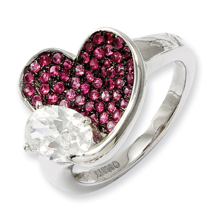 CZ Brilliant Embers Pink Heart Ring Sterling Silver QMP503-6