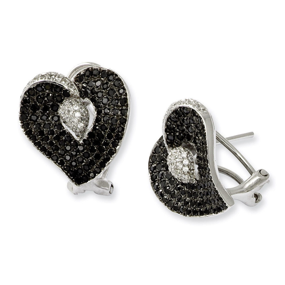 CZ Brilliant Embers Heart Post Earrings Sterling Silver QMP511