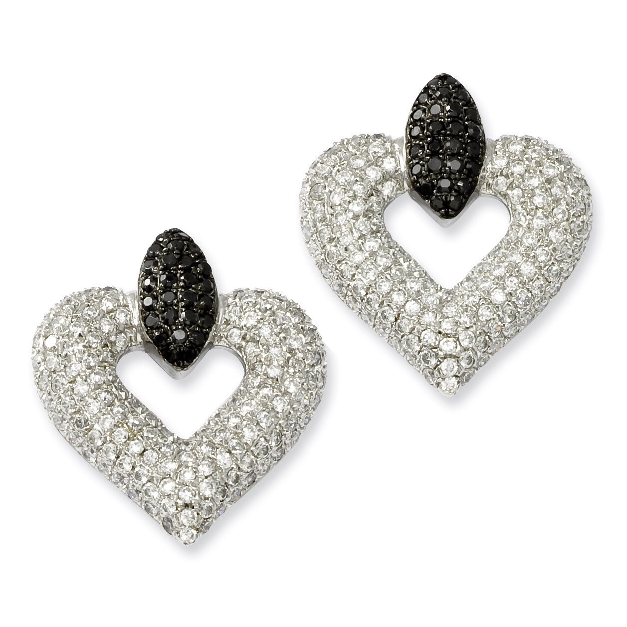 CZ Brilliant Embers Heart Post Earrings Sterling Silver QMP514