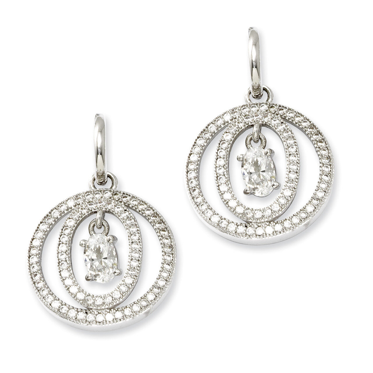 CZ Brilliant Embers Dangle Post Earrings Sterling Silver QMP534