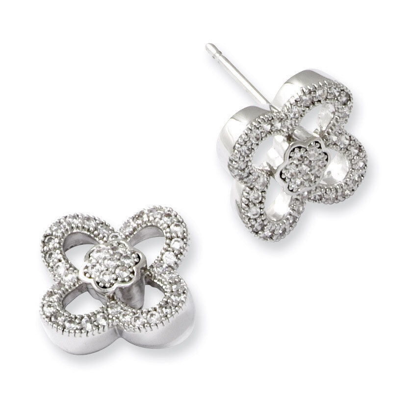 CZ Brilliant Embers Post Earrings Sterling Silver QMP541