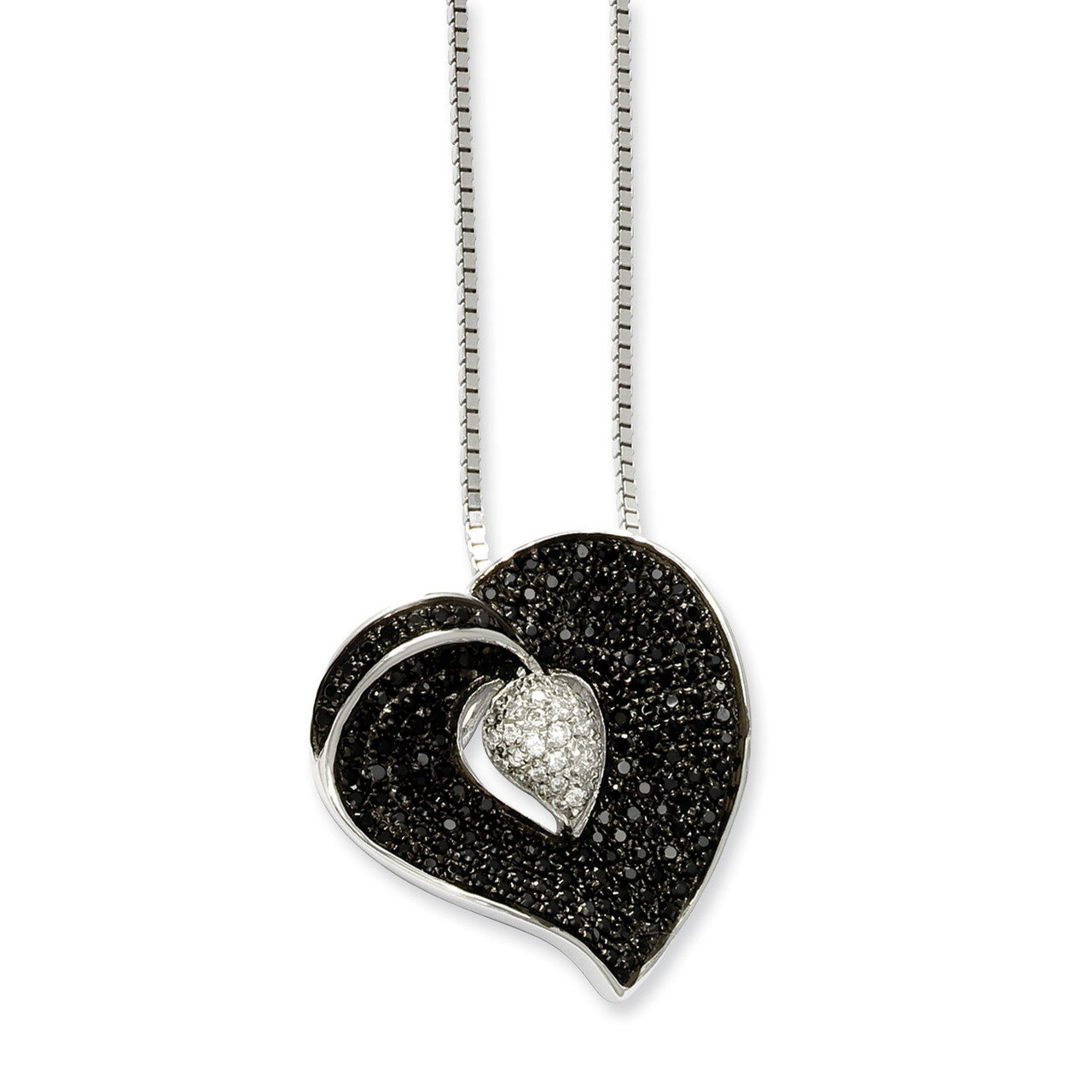 CZ Brilliant Embers Heart Necklace Sterling Silver QMP566-18