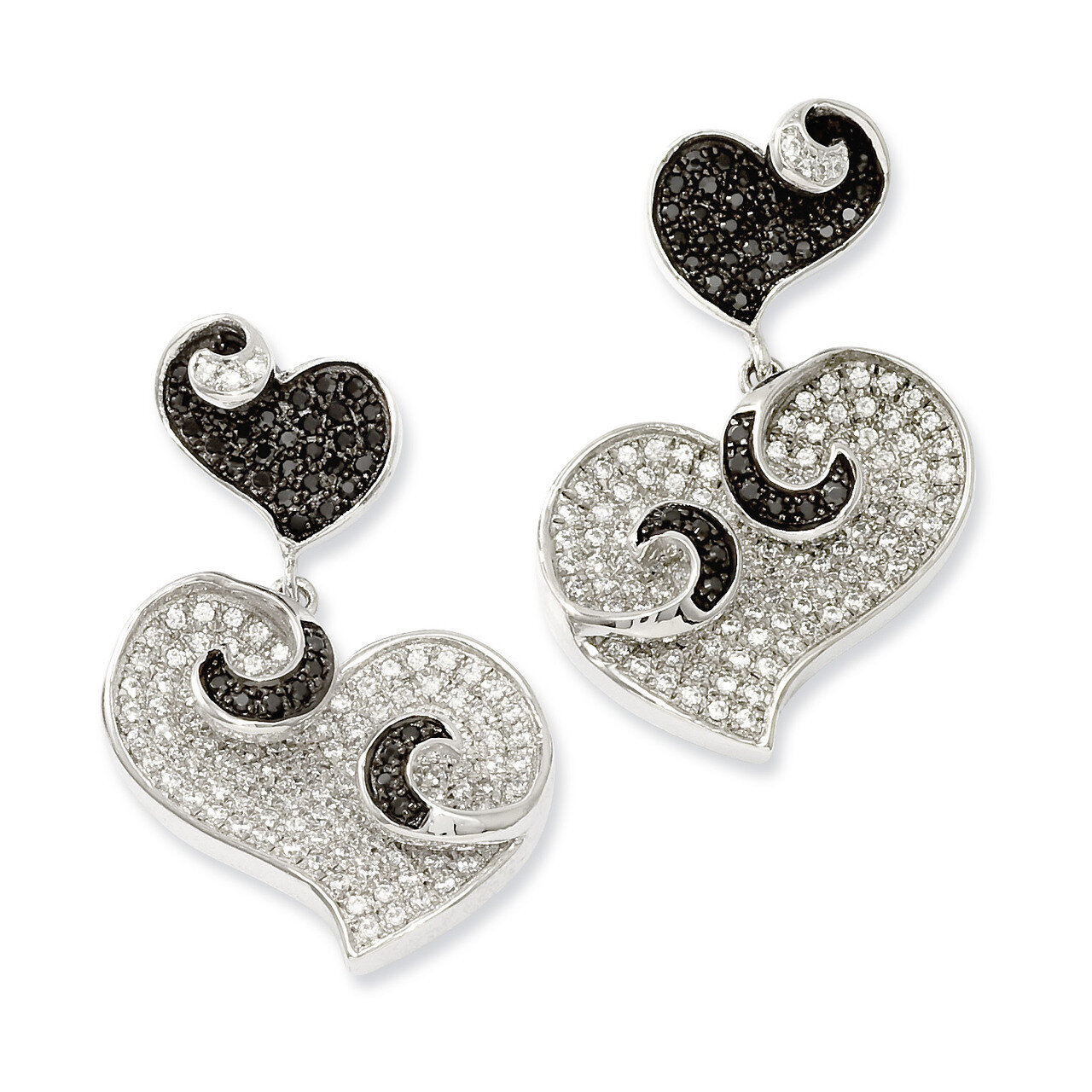 CZ Brilliant Embers Heart Post Earrings Sterling Silver QMP569