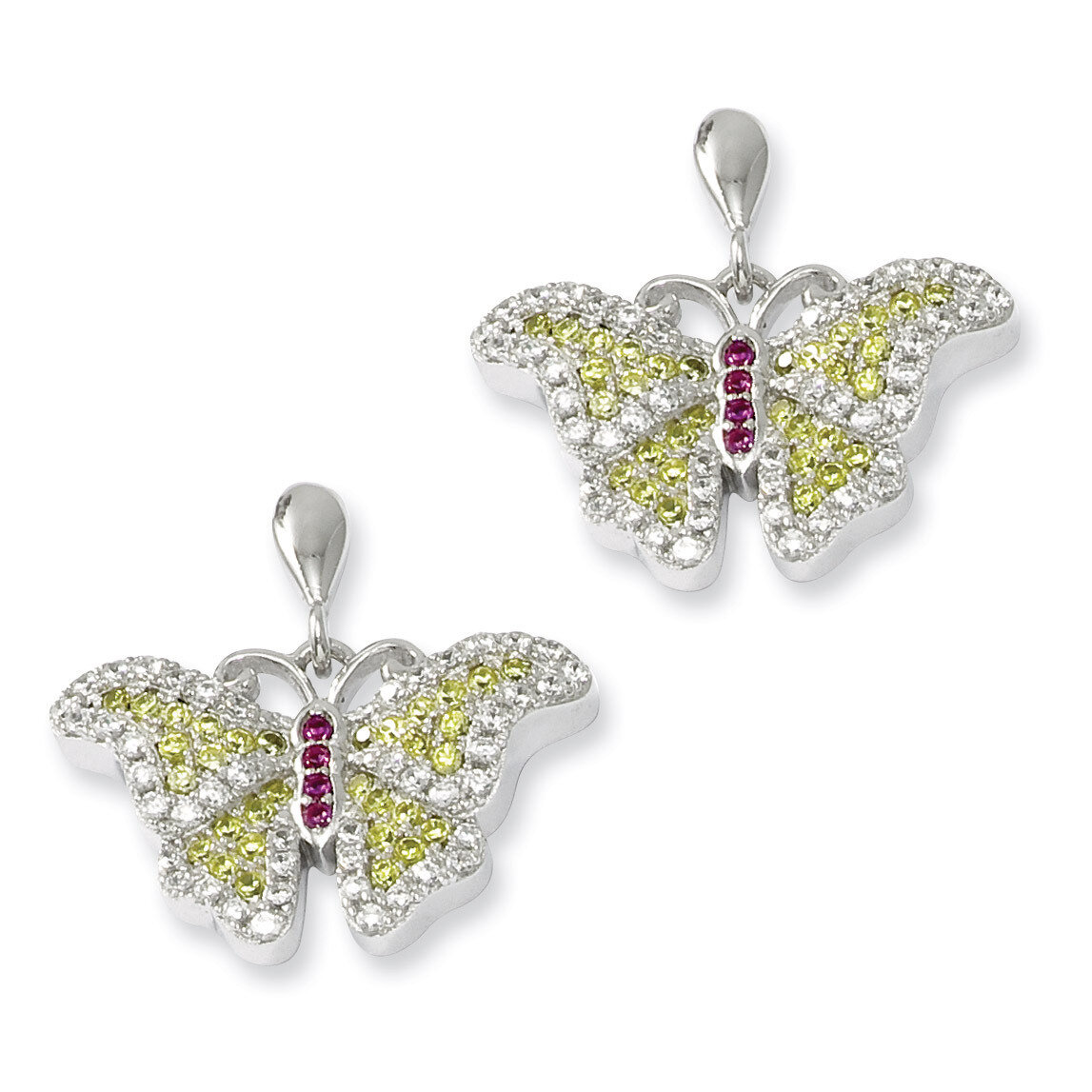 CZ Brilliant Embers Butterfly Earrings Sterling Silver QMP579