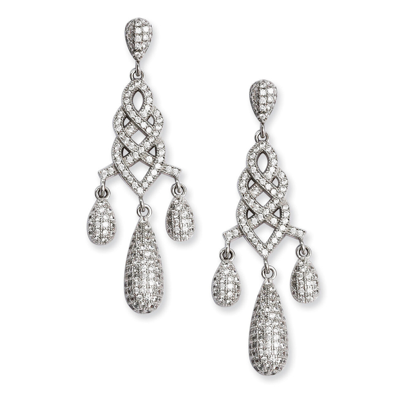 CZ Brilliant Embers Dangle Post Earrings Sterling Silver QMP747