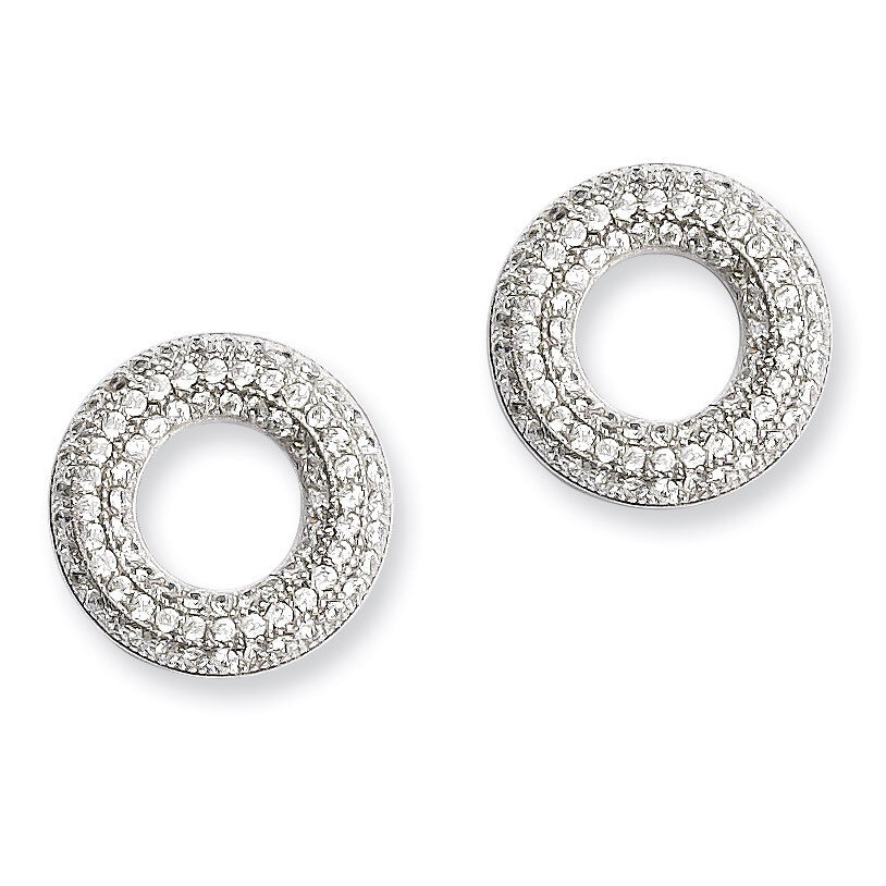 CZ Brilliant Embers Circle Post Earrings Sterling Silver QMP752