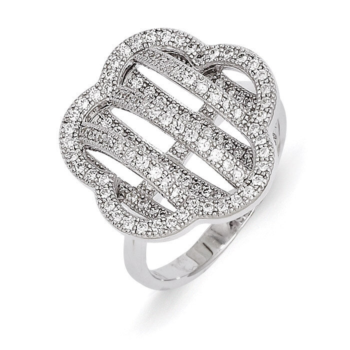 CZ Brilliant Embers Flower Ring Sterling Silver QMP928-6