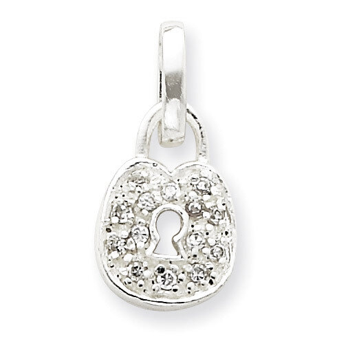 CZ Lock Pendant Sterling Silver QP1152