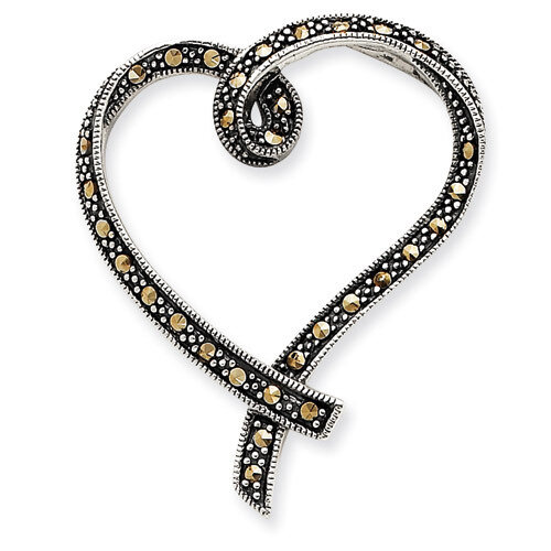 Marcasite Heart Slide Sterling Silver QP1275