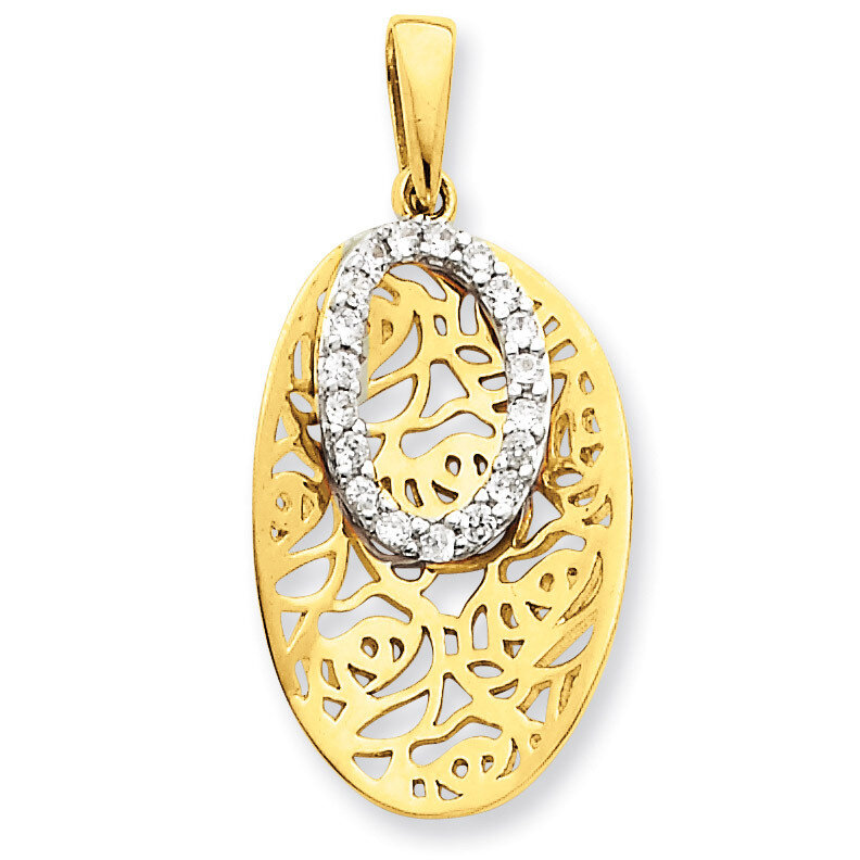 Vermeil Oval CZ Pendant Sterling Silver QP1446