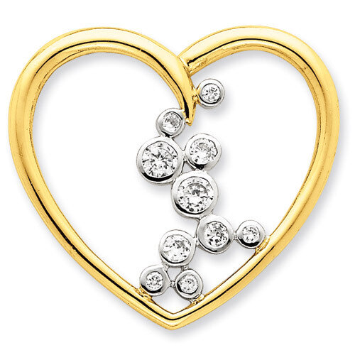 CZ &amp; Vermeil Heart Slide Sterling Silver QP1463