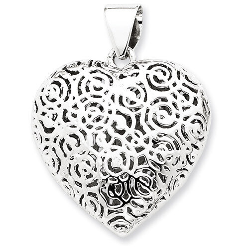 Puffed Heart Pendant Sterling Silver QP1479