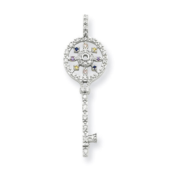 Multi-CZ Key Pendant Sterling Silver QP1535