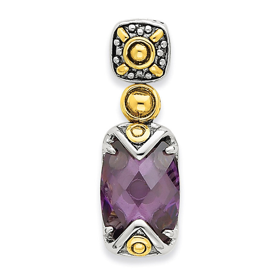 Gold-plate Antiqued Purple CZ Pendant Sterling Silver QP1752