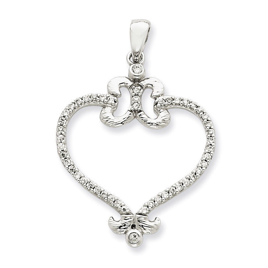 CZ Heart Pendant Sterling Silver QP1791