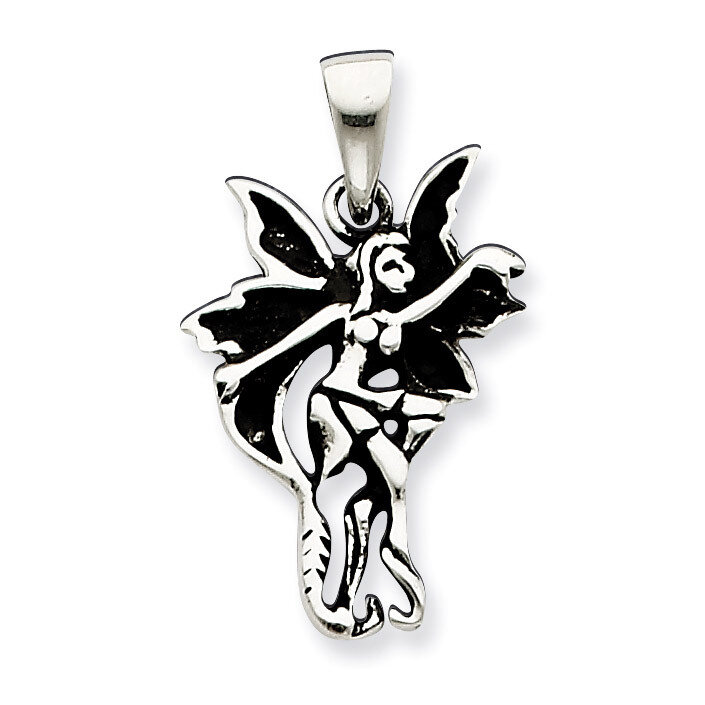 Small Antiqued and Polished Dancing Fairy Pendant Sterling Silver QP1809