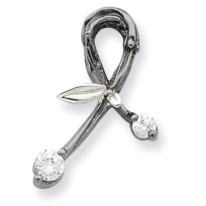 Sterling Silver, CZ &amp; Rhodium Support Pendant Sterling Silver QP2056