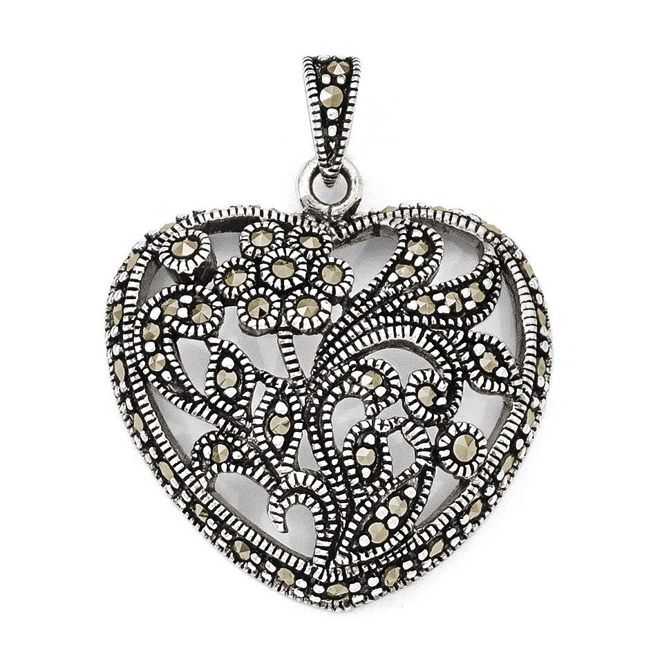 Marcasite Heart Pendant Sterling Silver QP3945