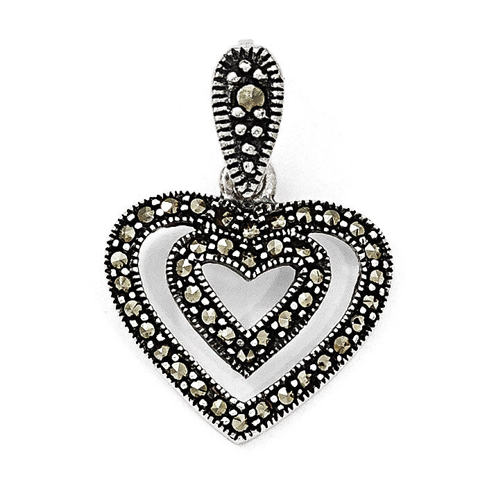Marcasite Heart Pendant Sterling Silver QP3956