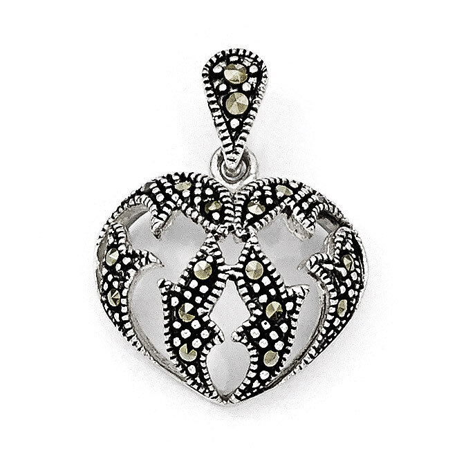Marcasite Heart Pendant Sterling Silver QP3958