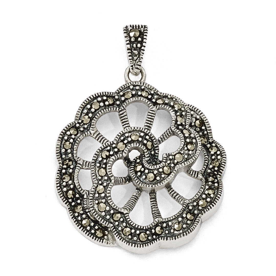 Marcasite Floral Pendant Sterling Silver QP3978
