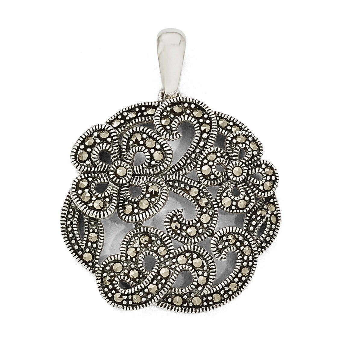 Marcasite with Flowers Pendant Sterling Silver QP3980