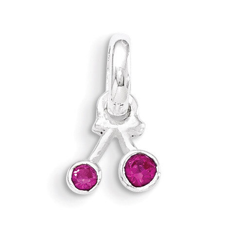 Synthetic Ruby Cherry Kid&#39;s Pendant Sterling Silver QP4075