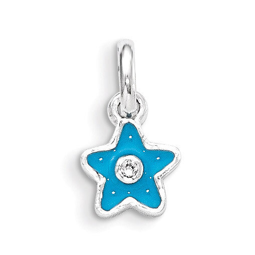 Blue Enamel Kid&#39;s Star Pendant Sterling Silver QP4089