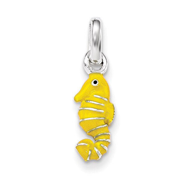 Children&#39;s Yellow Enameled Seahorse Pendant Sterling Silver QP4098