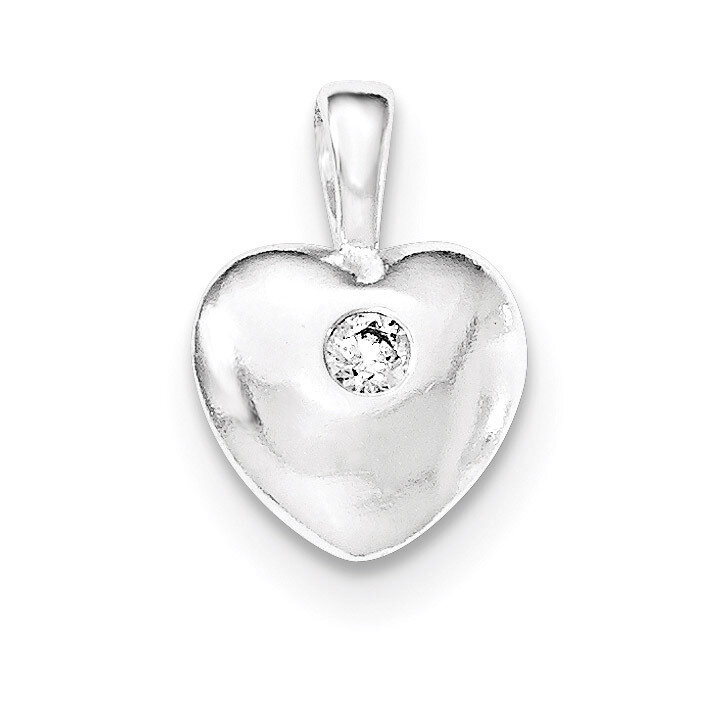 Polished CZ Heart Pendant Sterling Silver QP4117