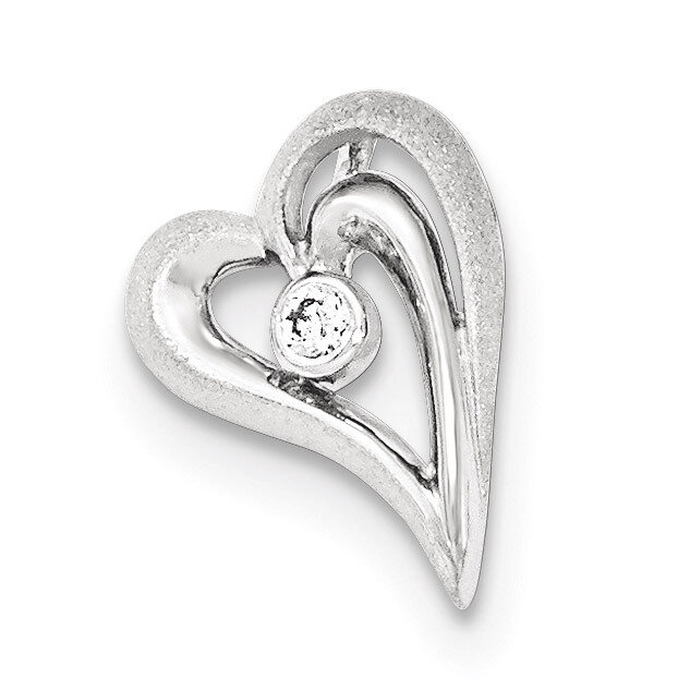 Polished and Satin CZ Heart Chain Slide Sterling Silver QP4131