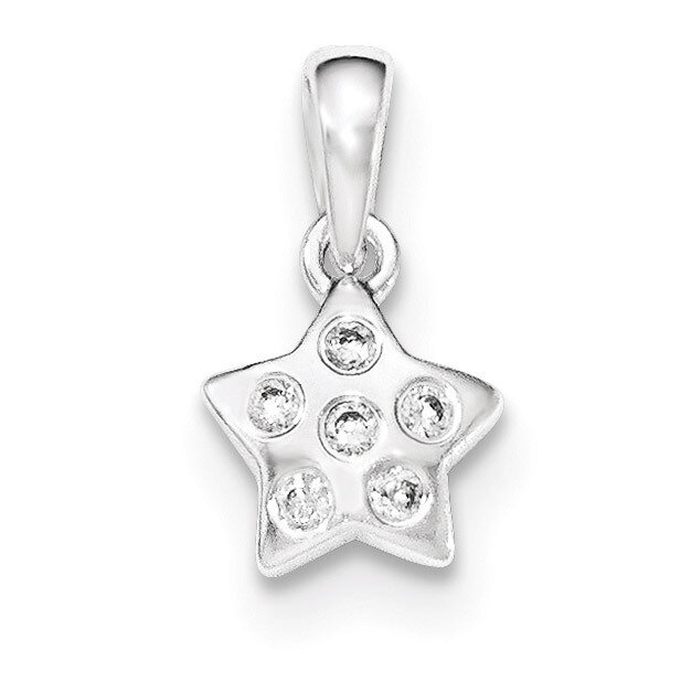 Polished CZ Star Pendant Sterling Silver QP4143