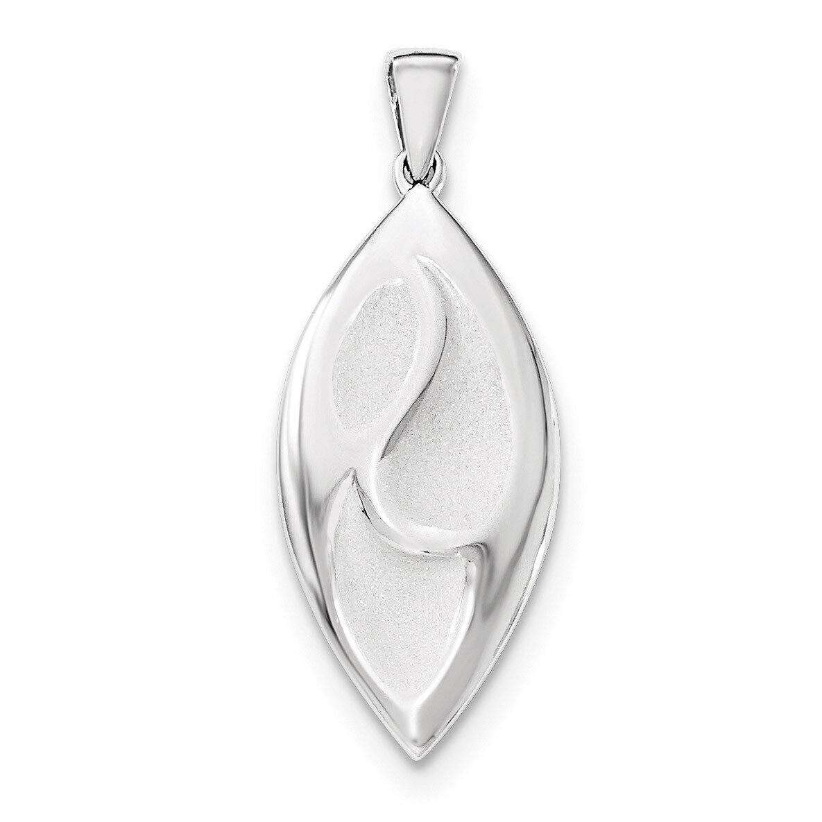 Rhod-pltd Polished-Sand Matte Leaf Pendant Sterling Silver QP4154