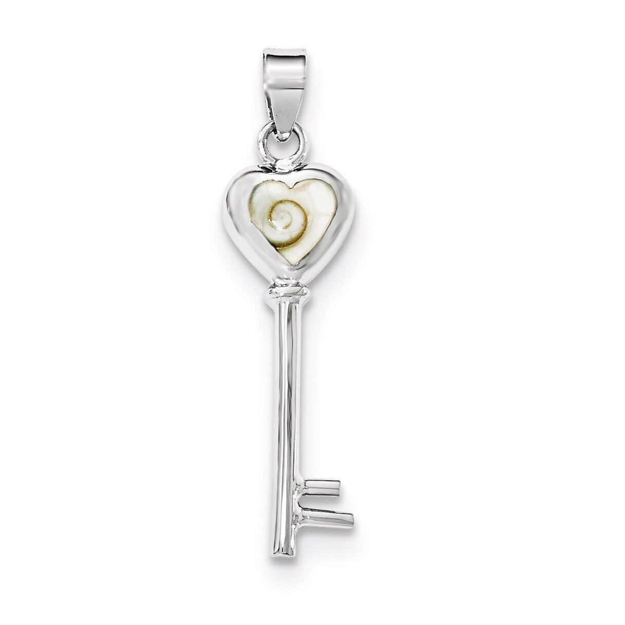 Polished Shiva Eye Heart Key Pendant Sterling Silver QP4187