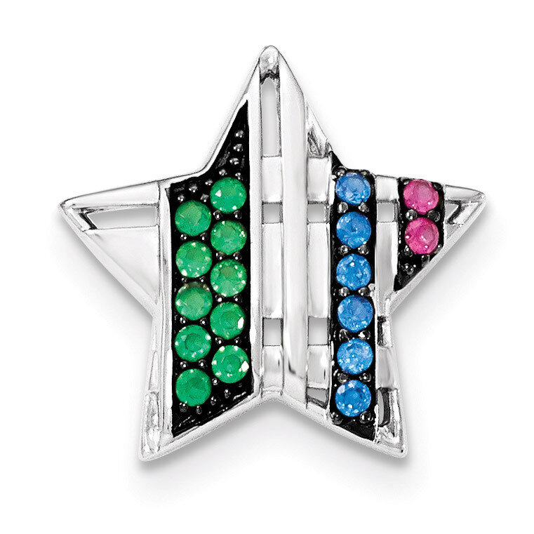 Synthetic Stones Star Chain Slide Sterling Silver QP4210