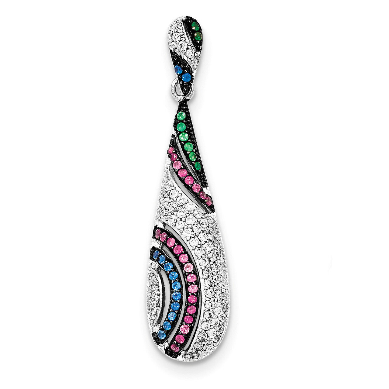 Synthetic Stones &amp; CZ Pendant Sterling Silver QP4214