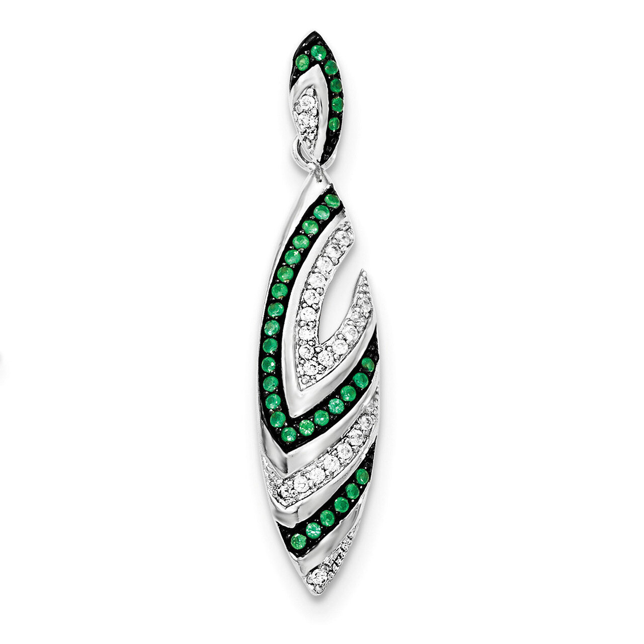 Synthetic Green Spinel&amp; CZ Pendant Sterling Silver QP4215