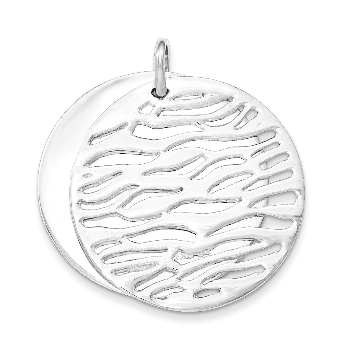 Polished Round Wavy 2 Piece Pendant Sterling Silver QP4344