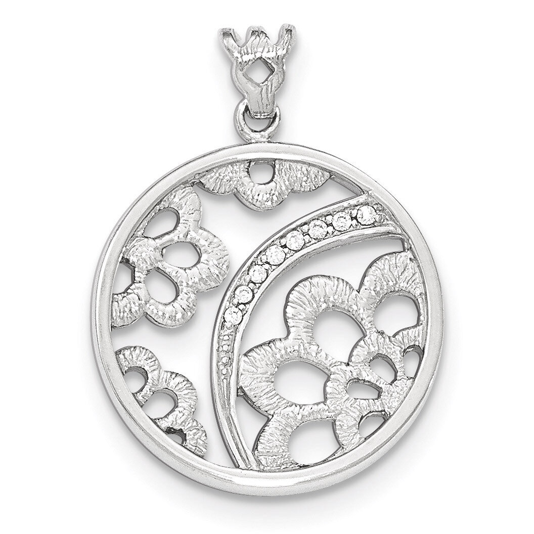 Rhodium-plated Round Pendant Sterling Silver QP4356