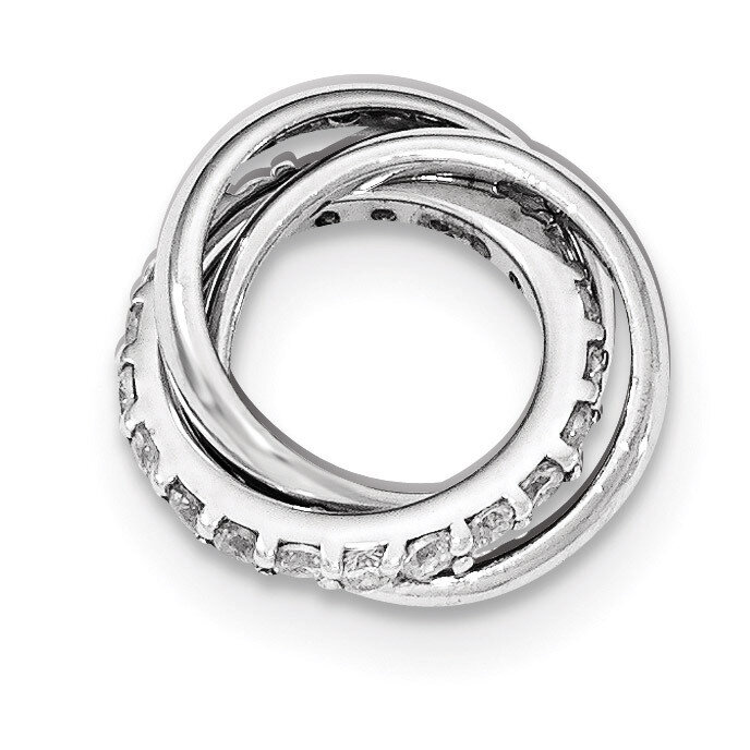CZ Polished 3 Ring Chain Slide Pendant Sterling Silver QP4392