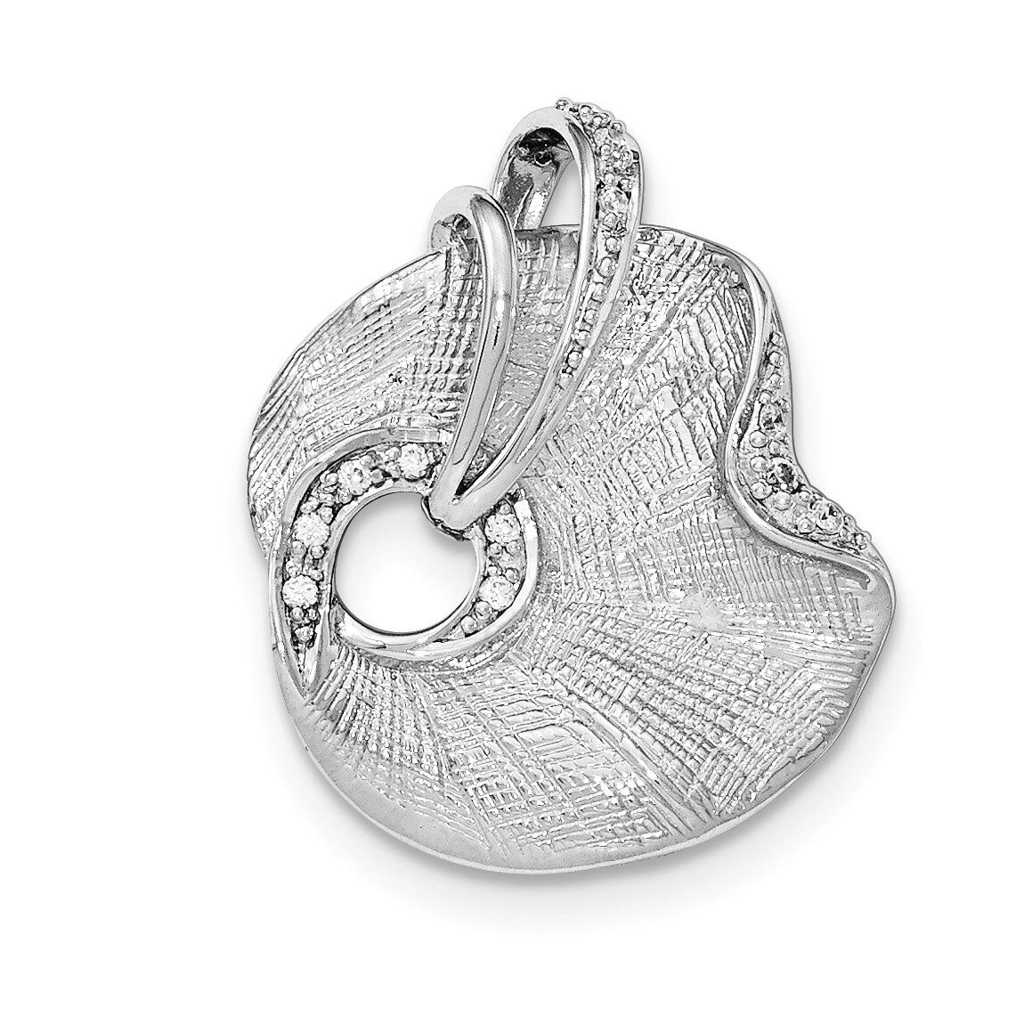 Polished And Textured CZ Slide Sterling Silver QP4411