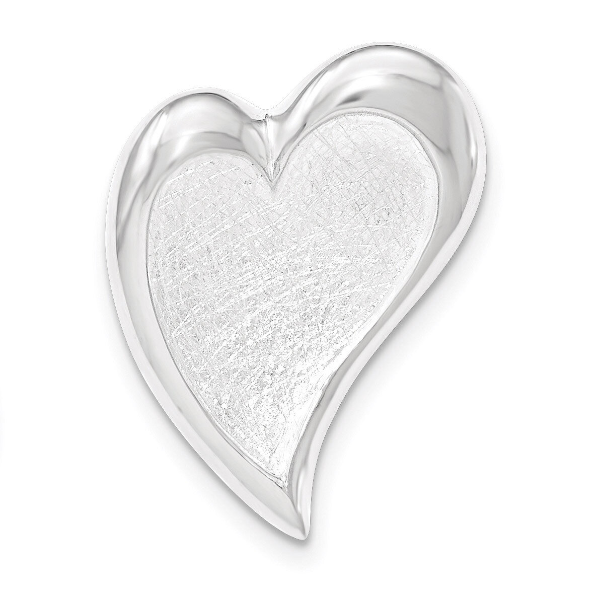 Polished & Textured Heart Chain Slide Pendant Sterling Silver QP4441