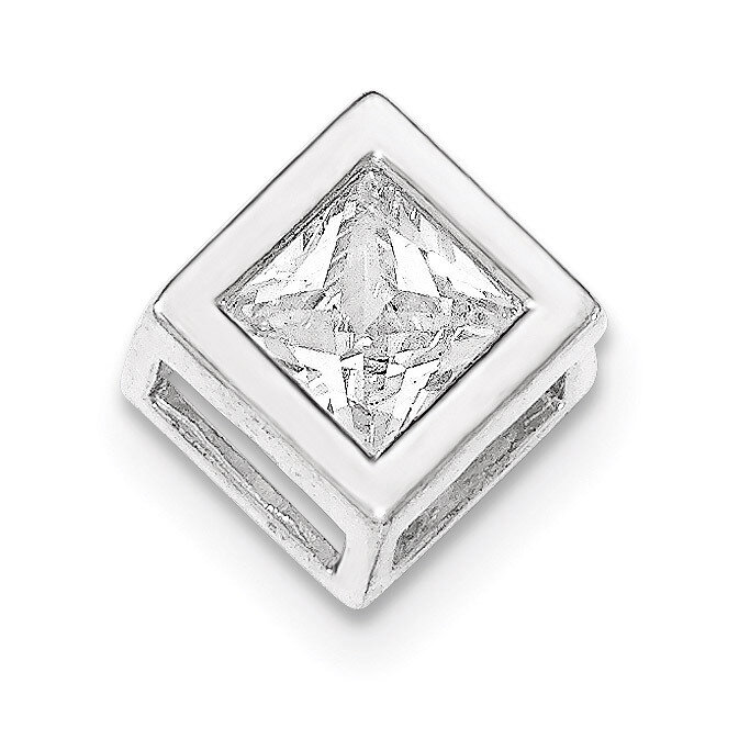 Polished Diamond Shaped CZ Chain Slide Sterling Silver QP4473