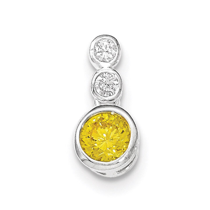 Polished Yellow CZ Bezel-set Pendant Sterling Silver QP4516
