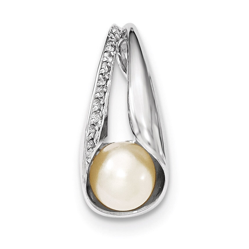 CZ 7-8mm FW Cultured Button Pearl Pendant Sterling Silver QP4637