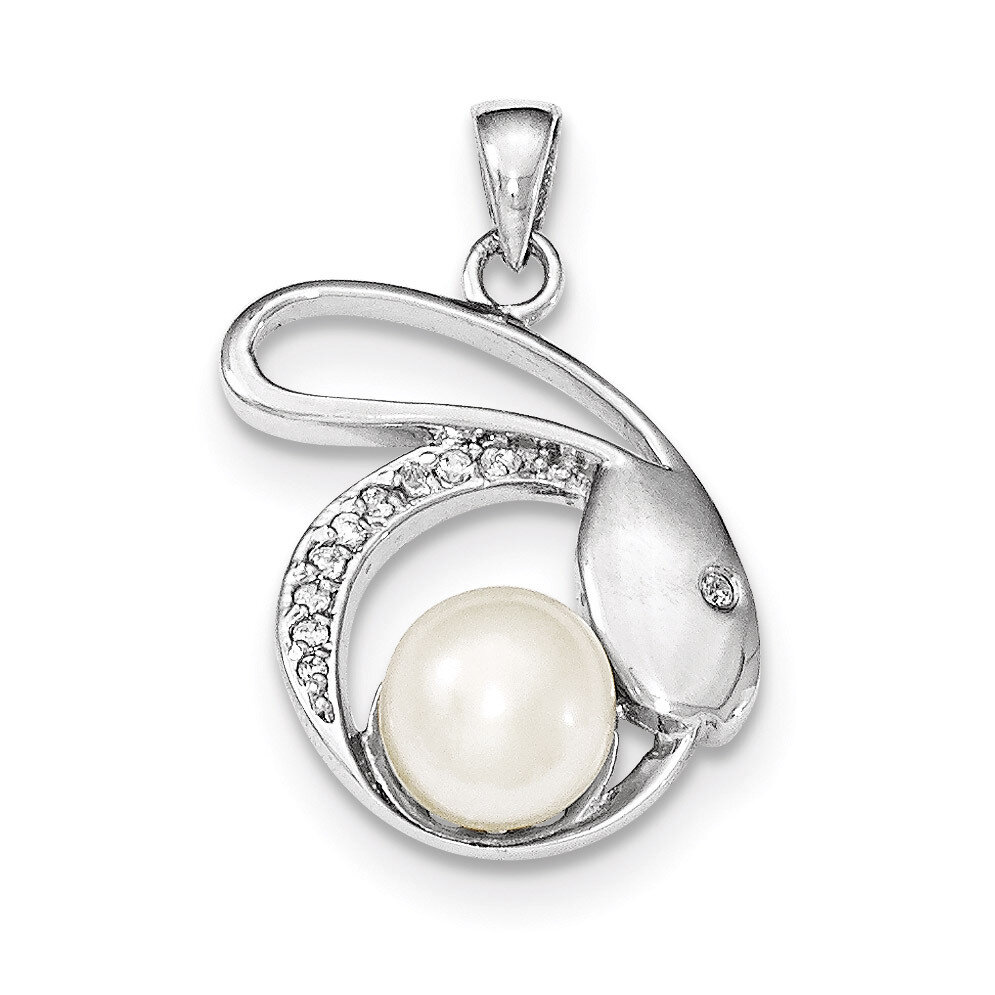CZ 8-9mm FW Cultured Pearl Pendant Sterling Silver QP4666