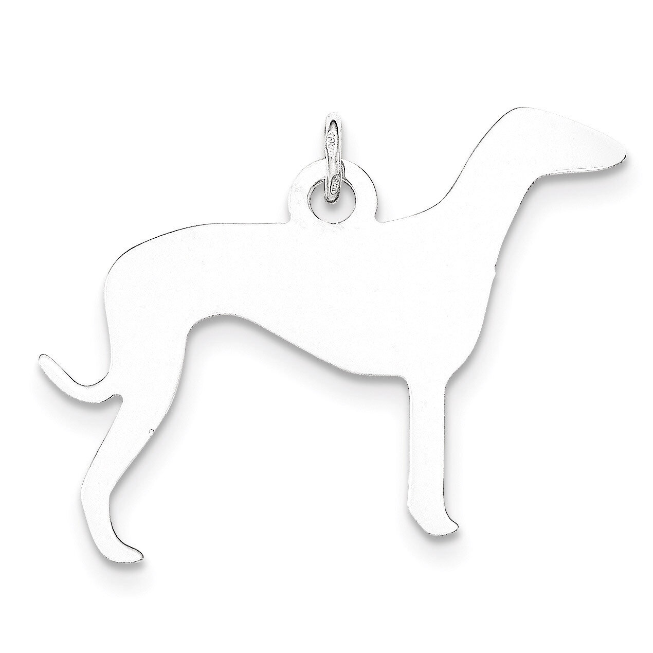 Toni Tails Engraveable Small Grey Hound Disc Charm Sterling Silver QP4724