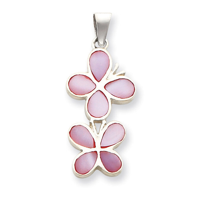 Pink Shell Double Butterfly Pendant Sterling Silver QP551
