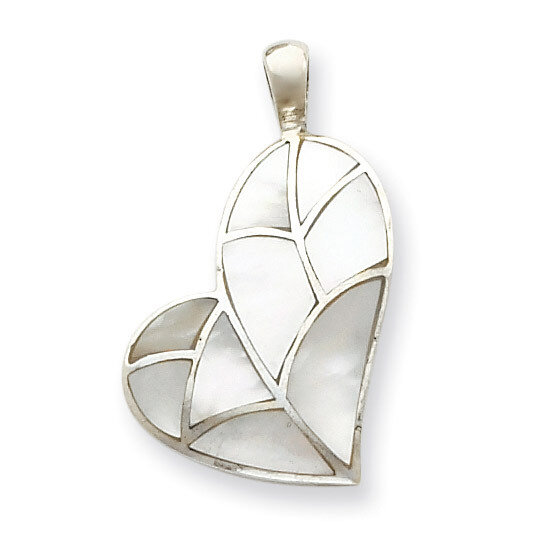 White Stone Heart Pendant Sterling Silver QP564